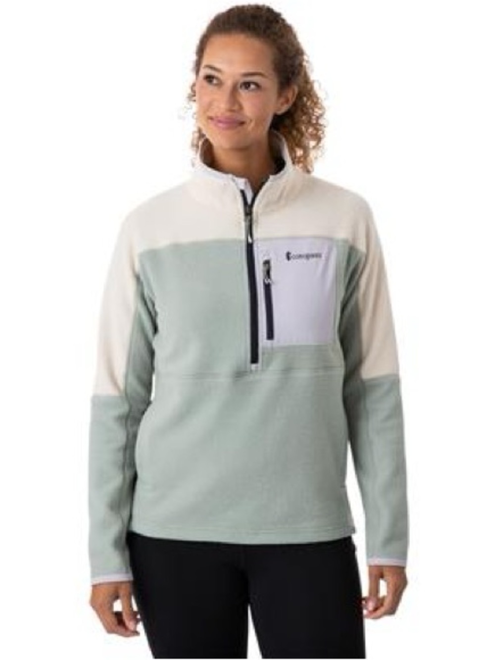 cotopaxi Women's Abrazo Two-Tone Fleece Quarter-Zip Pullover - Sage & Cream